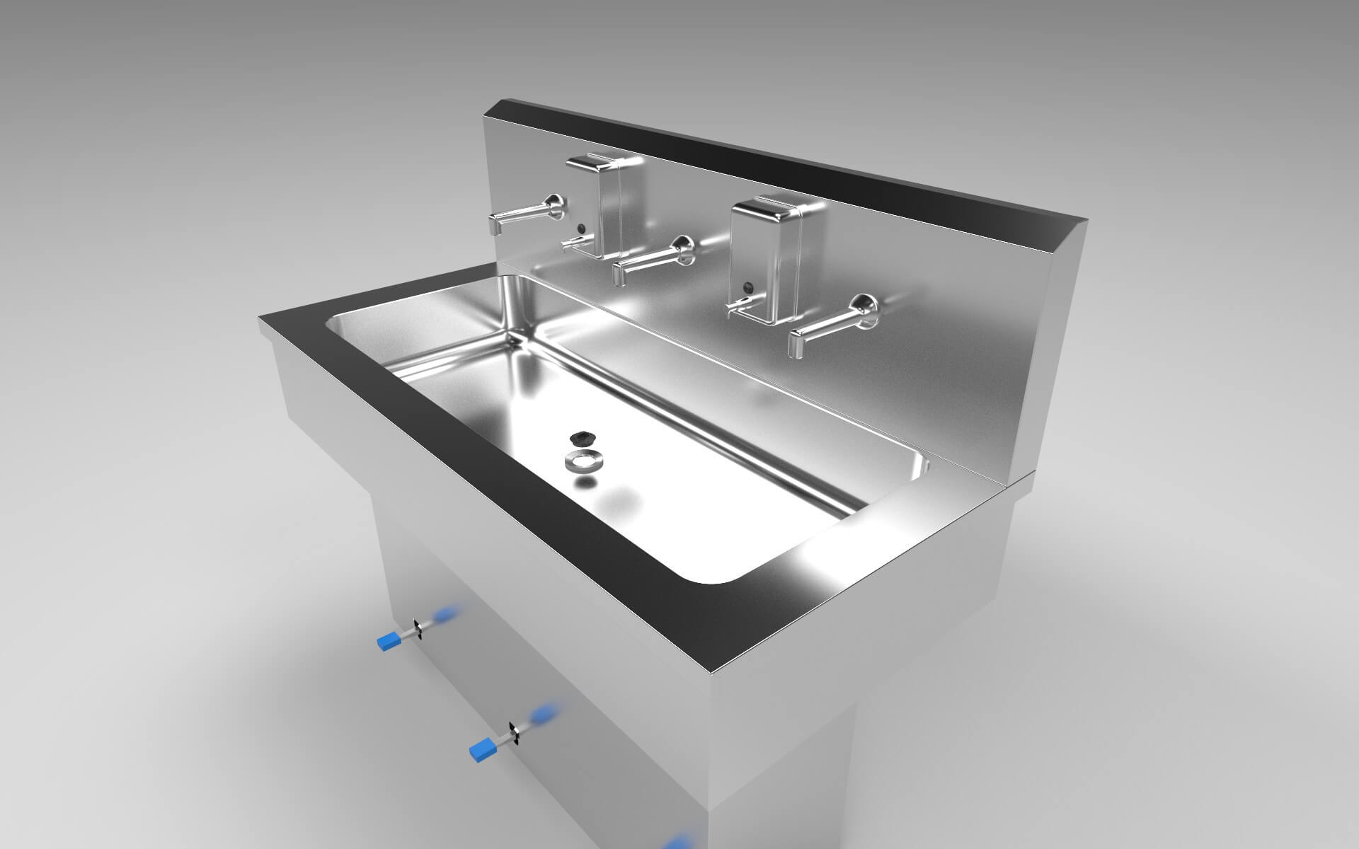 Sinks İNOKSCLEAN Triple Double Foot Pedal Hand Washing Sink3AP