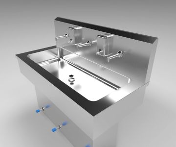 Triple Double Foot Pedal Hand Washing Sink-3AP