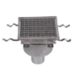 NOVA STAINLESS STEEL FLOOR STRAINER WITH BOTTOM OUTLET 210x210 mm DN 70 PVC OUTLET
