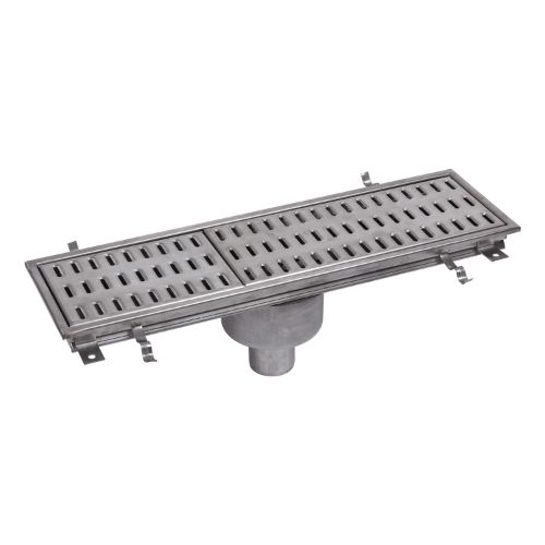 Stainless Steel Drainage Channel With Bottom Outlet 210x735 mm Nova Stainless WITH DN 50 PVC OUTLET