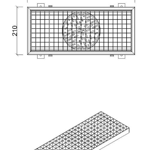 Stainless Steel Drainage Channel With Bottom Outlet 210x735 mm Nova Stainless WITH DN 50 PVC OUTLET