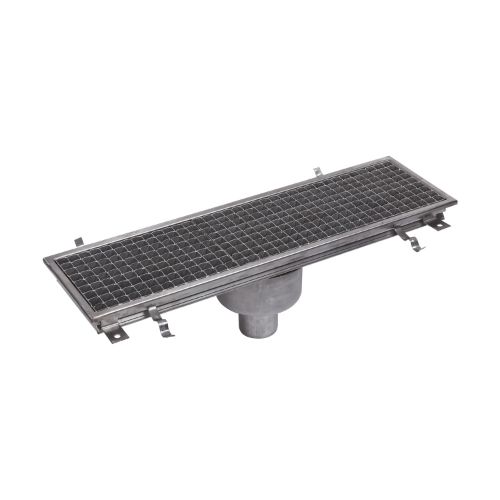 Stainless Steel Drainage Channel With Bottom Outlet 210x735 mm Nova Stainless WITH DN 50 PVC OUTLET